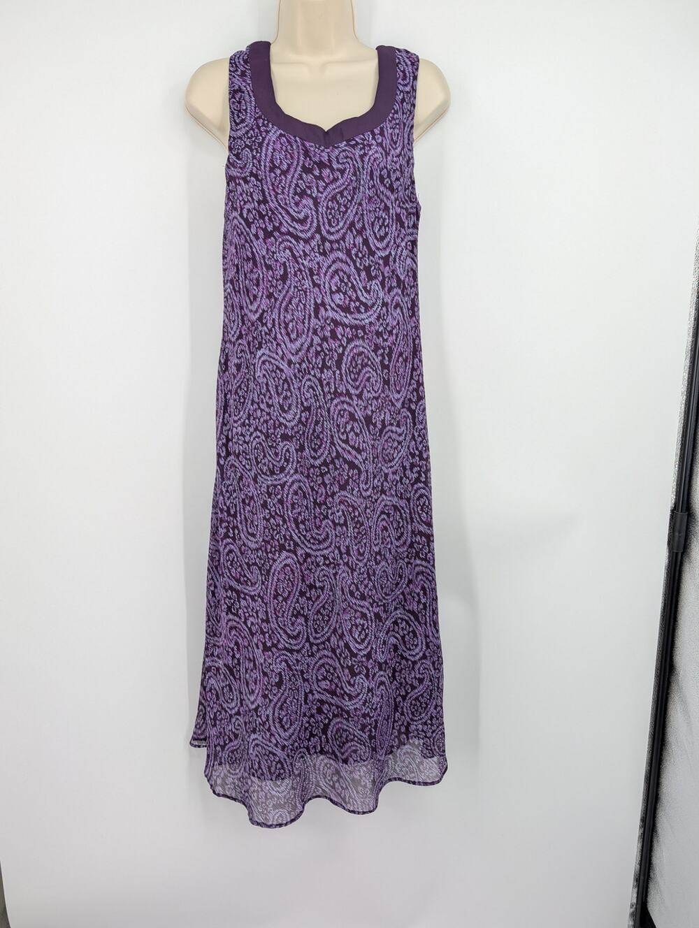 Studio I Purple Paisley Midi Dress *M* Whimsigoth Fairy Sheer Goth Romantic Soft